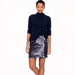 NWT J Crew Sequined Mini Skirt in Navy Blue size 6
